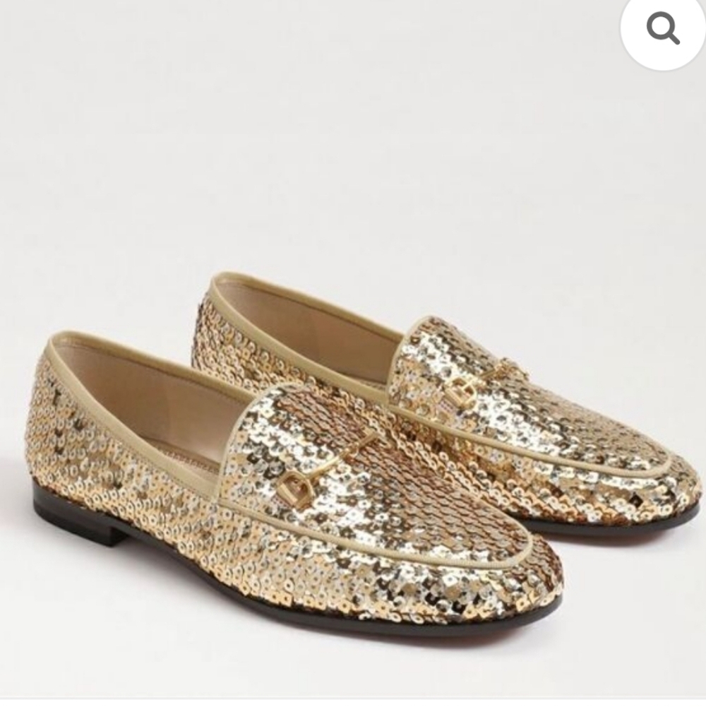 NEW SAM EDELMAN women's loraine sequined loafer in gold Size 6